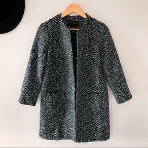 ANN TAYLOR | Black & Gray Open Front Jacket Sz Sm